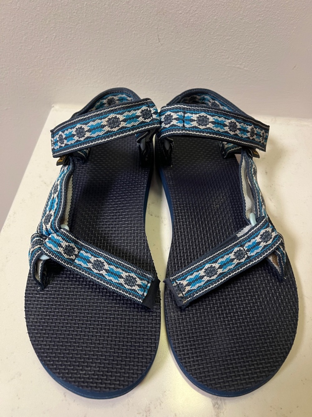 Teva Women's Navy and Blue Size 7 Woven Strap Sandals